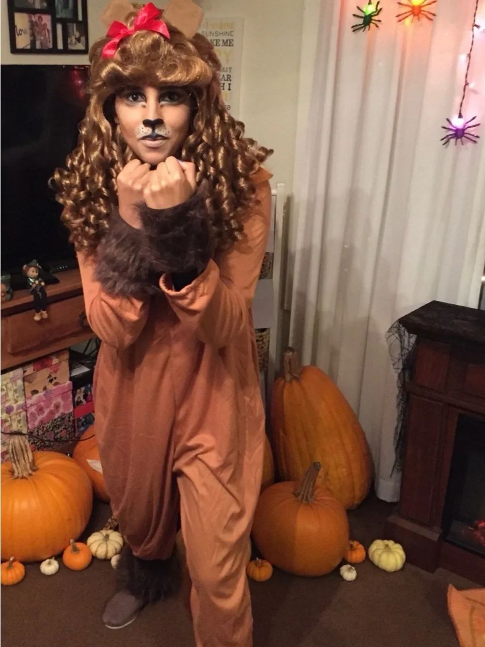 Cowardly Lion Kids Costume - Orange. With additional wig included